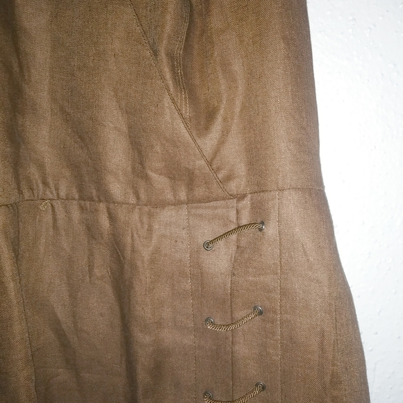 Gillian for Neiman-Marcus 14 Linen Halter Midi Shift Dress in Caramel - Picture 3 of 10